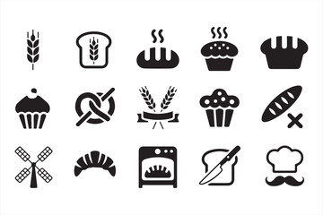 Silhouette Icons of Kitchen Utensils, Cookware, and Appliances