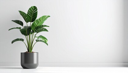 Houseplant in a Pot Minimalist 3D Rendering in a Soft And Smooth Renderer.