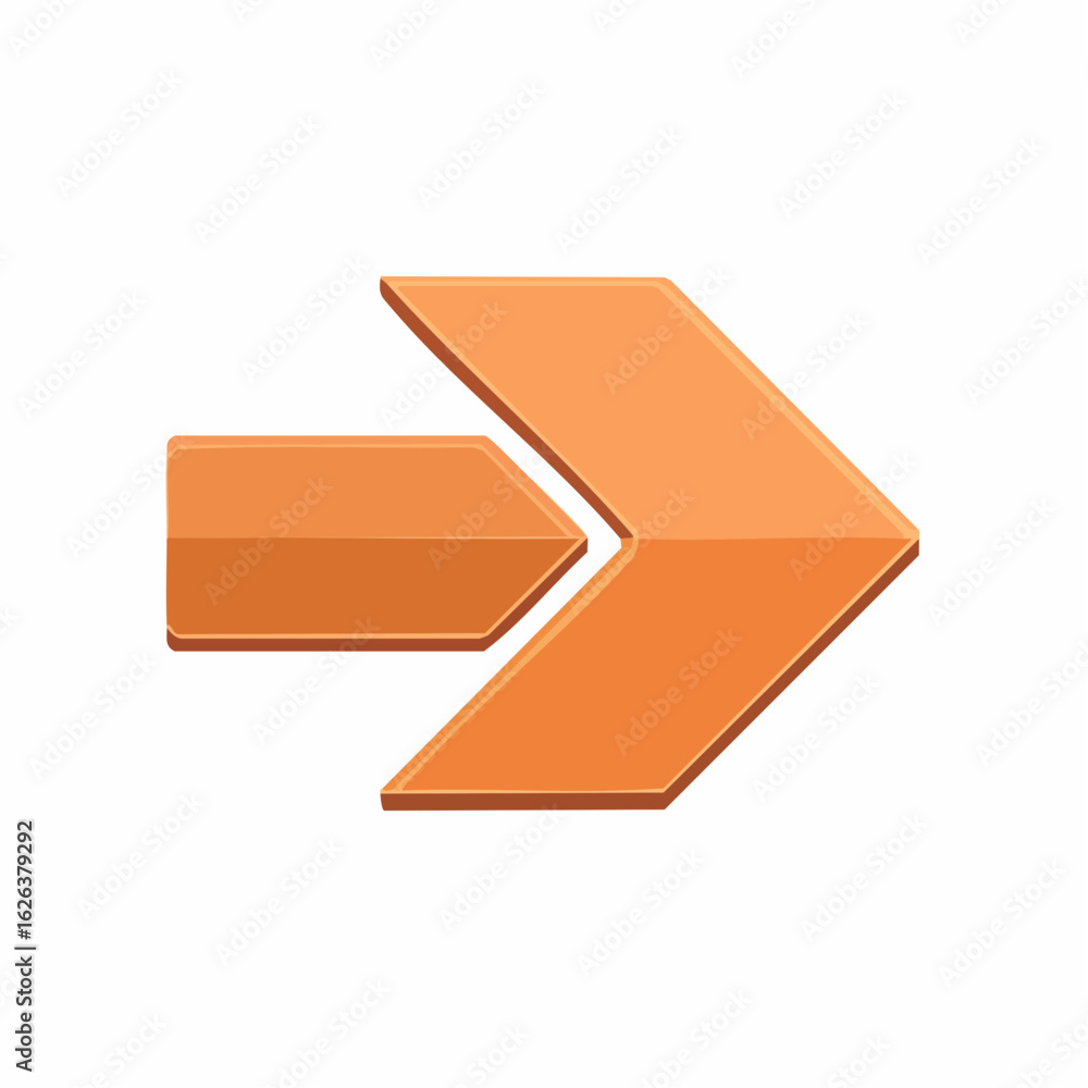 Poster orange arrow pointing right with a layered design and glossy finish