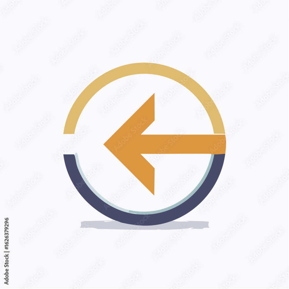 Poster stylized arrow pointing left within broken circle graphic design