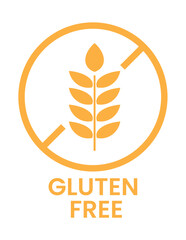 Gluten Free Badge with Wheat Symbol and Circle Slash Icon for Organic Food Packaging Vector