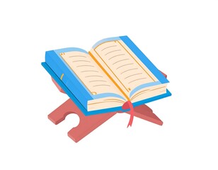 Open book on a stand representing knowledge learning and cultural traditions