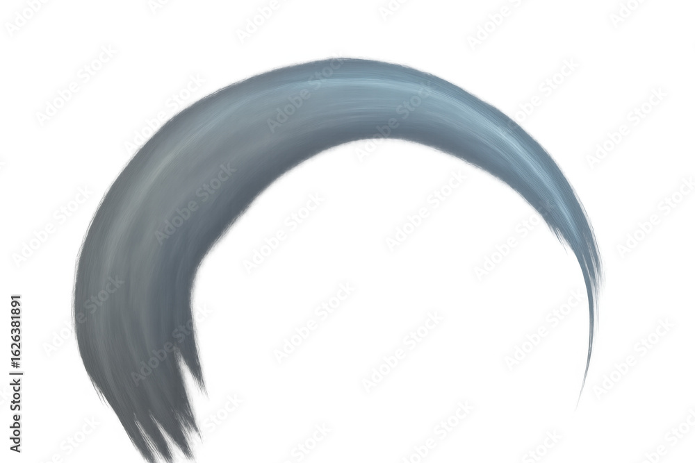 Poster curved gray paint stroke sweeping across transparent surface, creating artistic graphic element with