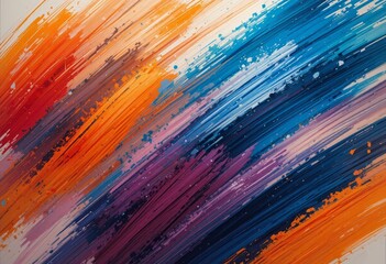 Vibrant Abstract Brush Strokes with Orange and Blue Gradient.