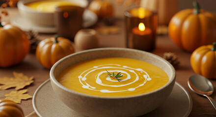 Couple preparing pumpkin pie together in cozy kitchen for autumn