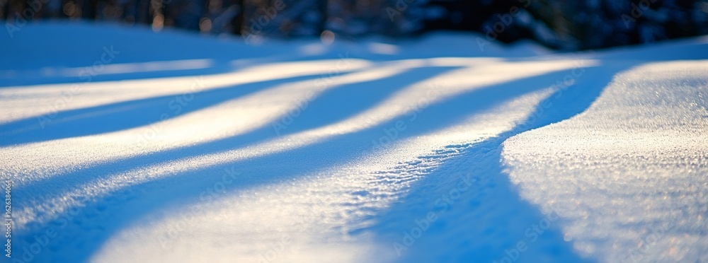 Aufkleber snow covered field with shadows and sunlight creating textured patterns