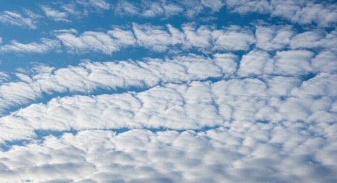 Rhythmic Rows of Altocumulus Clouds Creating a Striped Mackerel Sky Pattern