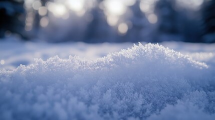 Snowy Landscape with Blue Tones and Soft Light in Winter Scene
