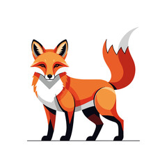 Obraz premium Red fox vulpes vulpes illustration. Detailed red fox image showcasing animal's fur, tail, and paws. Cute red fox illustration perfect for children's book, animal encyclopedia, or wildlife magazine.