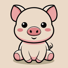 Fototapeta premium Cute Cartoon Piglet – Adorable Baby Pig Vector Illustration