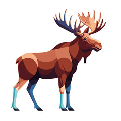 Fototapeta premium Moose alces alces illustration shows majestic animal in nature, brown and strong. This detailed moose alces alces illustration depicts large antlers and muscular build,