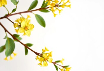 Simple yellow wattle blossoms on white backdrop,  yellow, wattle