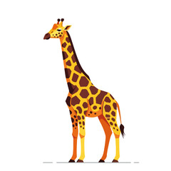 Obraz premium Giraffa camelopardalis illustration. Elegant giraffe illustration with characteristic spots and long neck. Giraffe image perfect for kids books, educational materials, or safari themed projects.