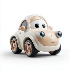 Cute cartoon car with large eyes and a friendly smile.