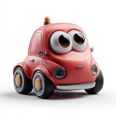 Cute cartoon car with large eyes and a light on top.