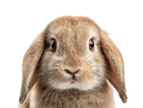 Close up of a brown rabbit showcasing its adorable features