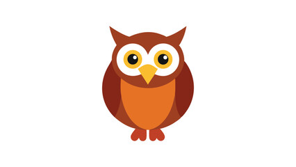 Owl bird in wise sitting pose with expressive eyes perfect for mystery forest and nocturnal art Vector illustration.
