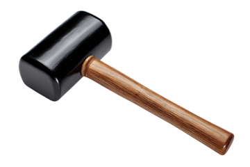 Black-headed mallet with a light-brown wooden handle