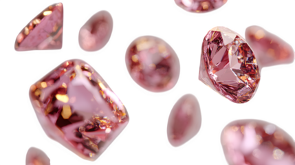 Pink gemstones collection, isolated on transparent background