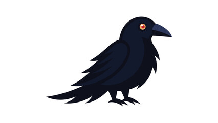 Raven bird with dark silhouette great for mystery literature and forest folklore bird artwork Vector illustration.