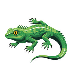 Green iguana illustration showcases a vibrant green iguana, adorned with intricate patterns and textures. This lizard illustration highlights its unique scales, sharp claws, and intelligent eyes,