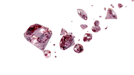 Exploding Pink Diamonds, isolated on transparent background