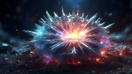 A glowing supernova explosion frozen in time. Cinematic theme, HDR, Vibrant