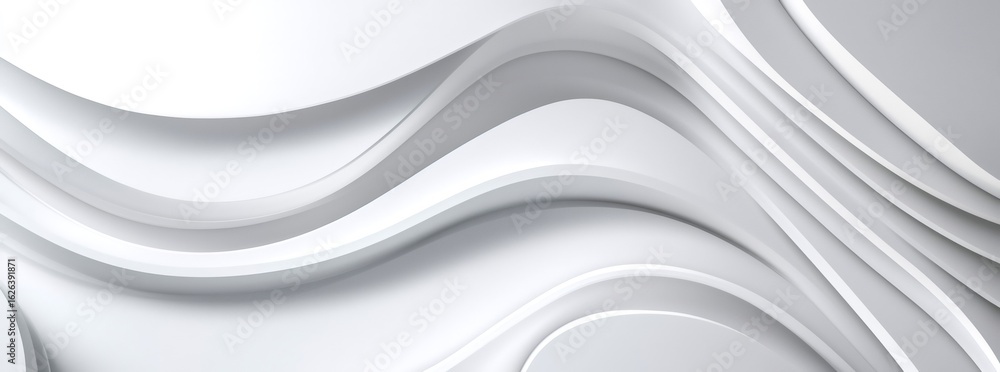Aufkleber abstract white wave pattern with layered design and smooth curves