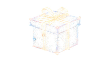 Iridescent Gift Box, isolated on transparent background