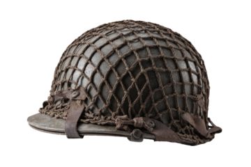 Vintage military helmet with netting