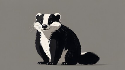 Cute Cartoon Badger Standing Upright