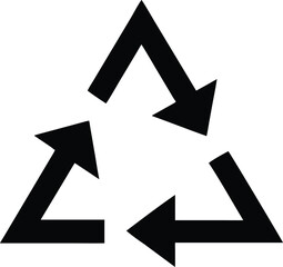 a black and white recycling symbol, consisting of three arrows forming a triangle
