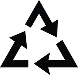 a black and white recycling symbol, consisting of three arrows forming a triangle