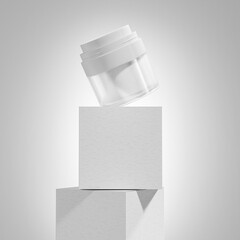 Airless cream jar mockup, luxury airless skincare packaging mockup, translucent acrylic cosmetic jar packaging, cylindrical cream container, Double Walled refillable Cream container mockup