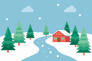 christmas tree farm covered in fresh snow