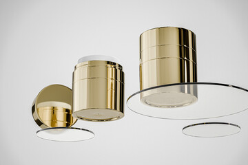 Luxury Golden cream jar mockup, elengent airless pump skincare jar packaging mockup, electroplating metallic cosmetic container, cylindrical Double Walled refillable Cream container Vacuum Bottle