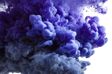 Abstract swirls of deep purple and gray ink in water