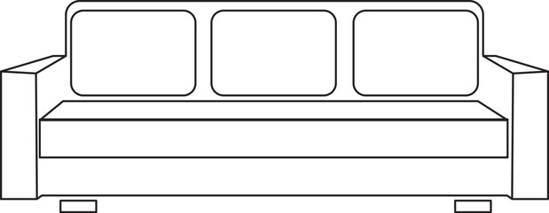 Modern Sofa Outline vector illustration, minimal furniture design, home interior icon art