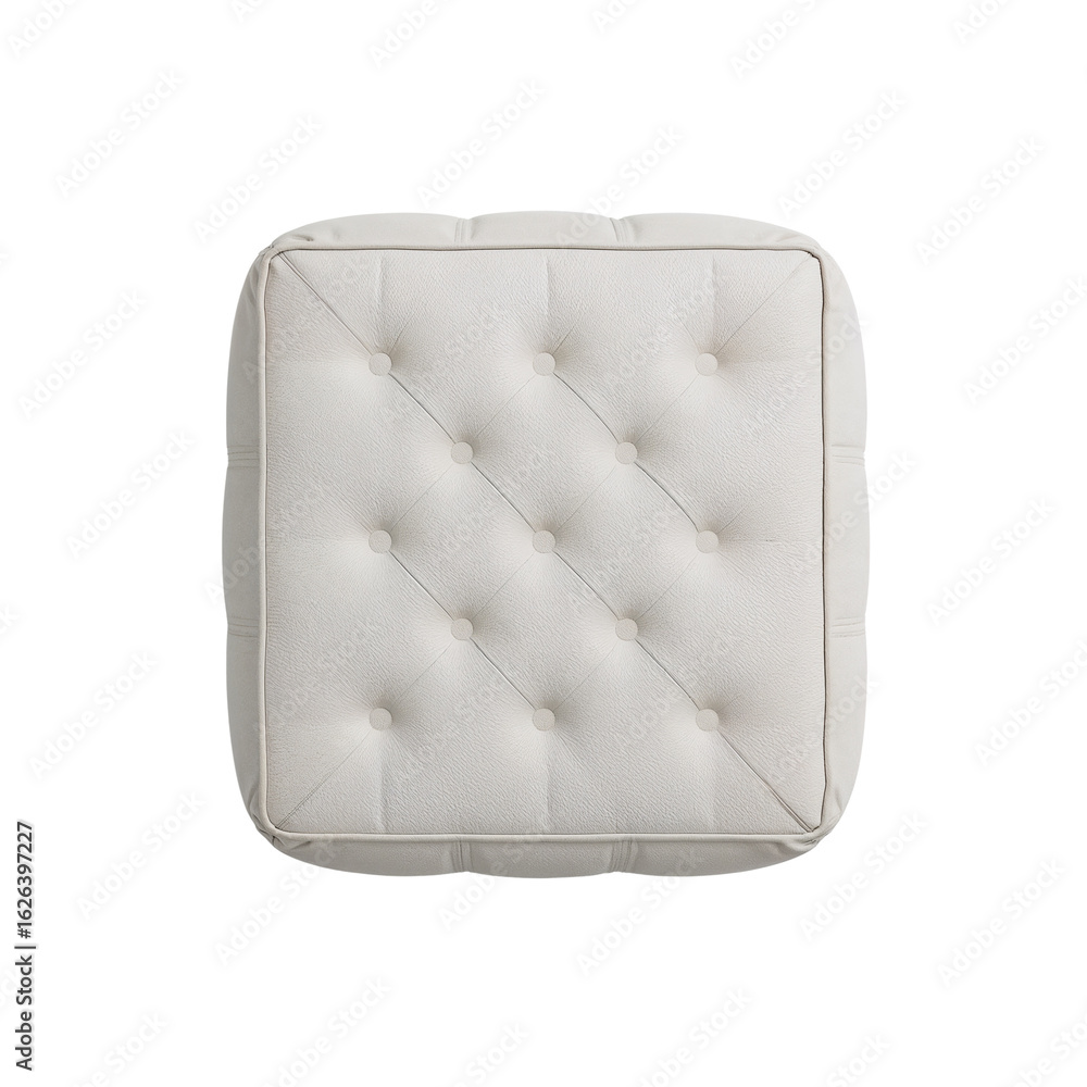 Poster elegant isolated white cushion, showcasing minimalist design and soft tufted surface, adding a