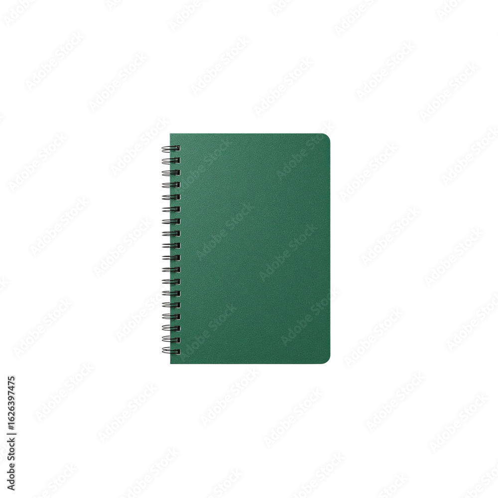 Aufkleber isolated emerald green spiral notebook on a plain field for creative notes and writing projects