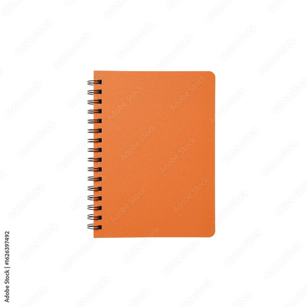 Poster isolated orange spiral notebook against a simple setting providing visual clarity with empty pages