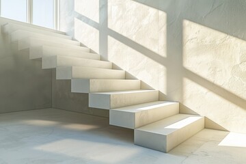 Fototapeta premium Modern staircase with natural light and minimalistic design elements