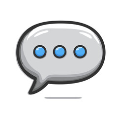 Gray speech bubble with three blue dots representing an ongoing conversation or text message