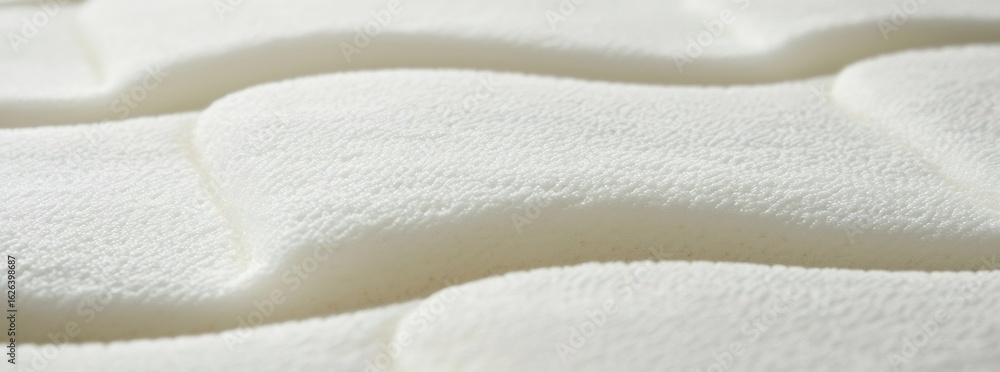 Poster close-up of white foam material with wavy pattern and soft texture against a neutral background