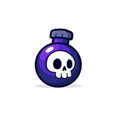 Colorful skull potion bottle design featuring a playful aesthetic inspired by fantasy themes