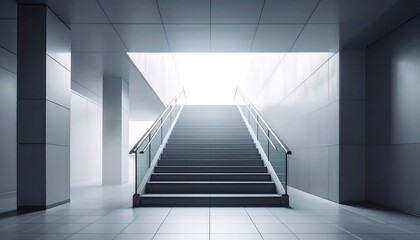 Obraz premium Ascending Staircase Leads to Bright Light in Modern Building
