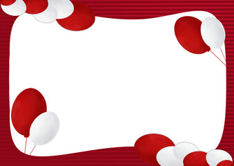 Red and White Balloon Celebration Frame Background 