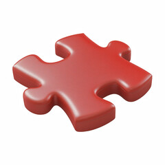 Obraz premium Red puzzle piece with smooth matte finish, isolated on transparent background.