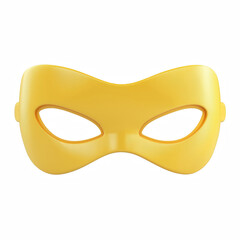 Yellow superhero eye mask with bold angular design, isolated on transparent background.