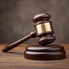 Fototapeta premium Justice gavel on court table symbolizing law and fairness in a soft background environment